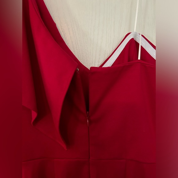 Amanda Uprichard Red Ruffle One Shoulder Mini Dress - Picture 6 of 10